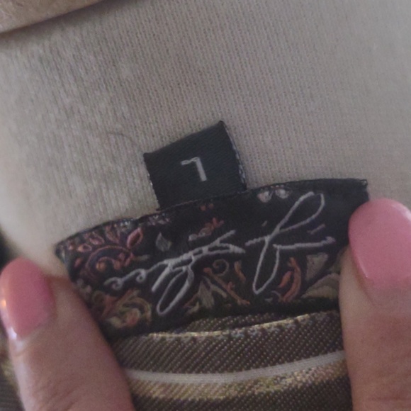 Size LG long sleeve adjustble cuff metallic button down midi dress grey/gold/sil - Picture 11 of 11